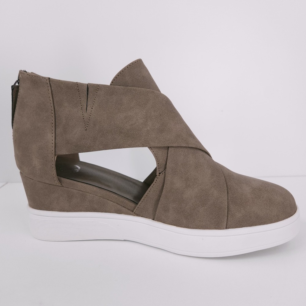 Journee Collection Seena Taupe Crossover Platform Wedge Shooties Womens Size 10 - Picture 13 of 16